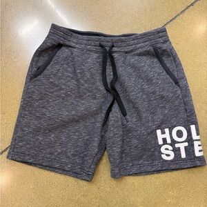 Hollister Men's medium Gray sweat shorts with Y2K patch work excellent cond